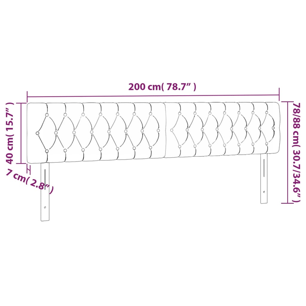 LED uzglavlje tamnosivo 200x7x78/88 cm baršunasto