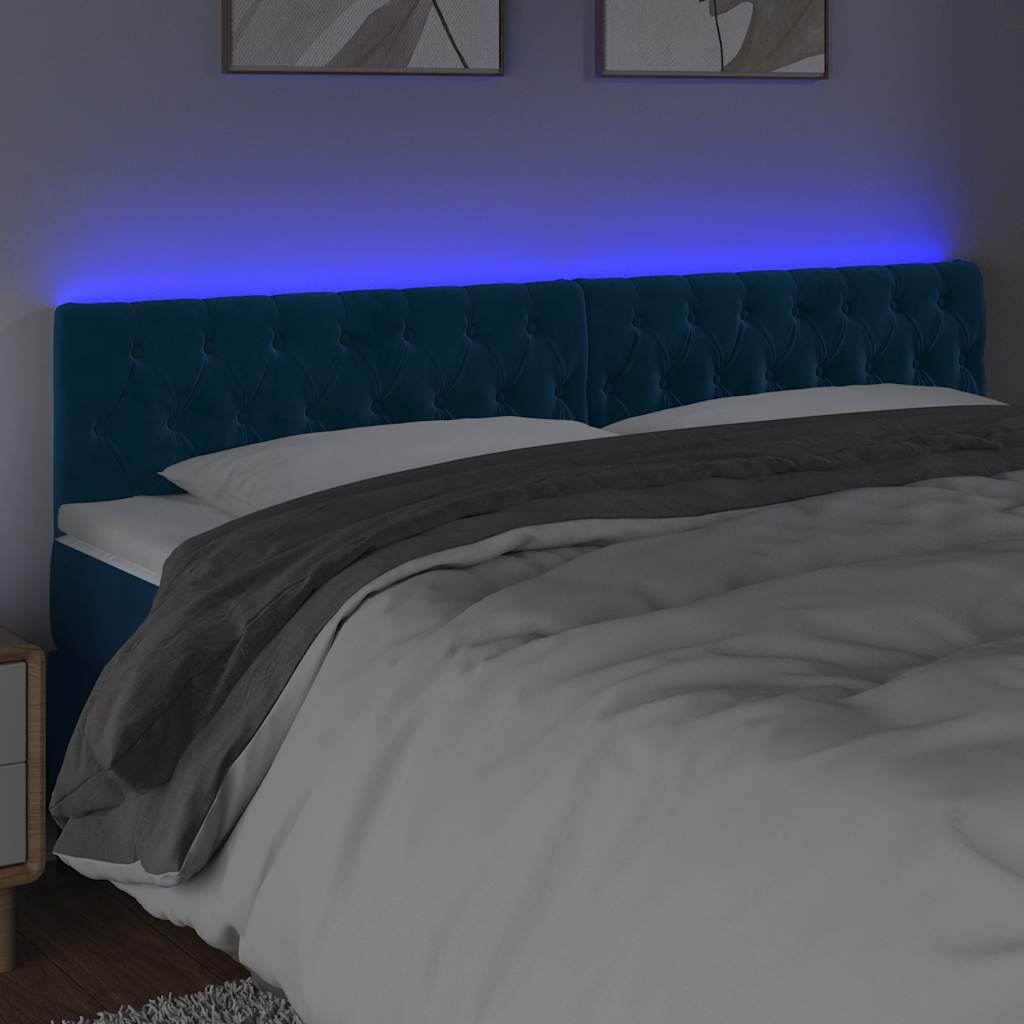 LED uzglavlje tamnoplavo 200x7x78/88 cm baršunasto