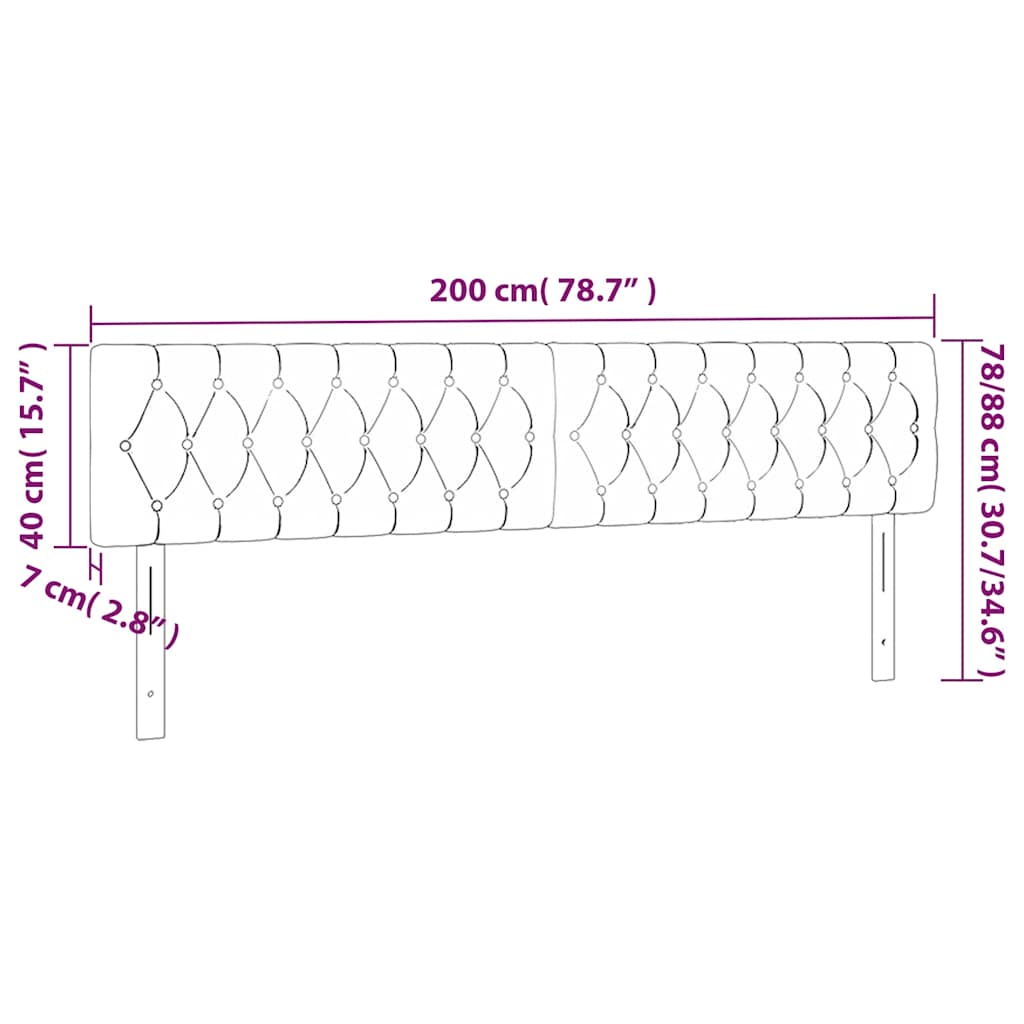 LED uzglavlje tamnoplavo 200x7x78/88 cm baršunasto