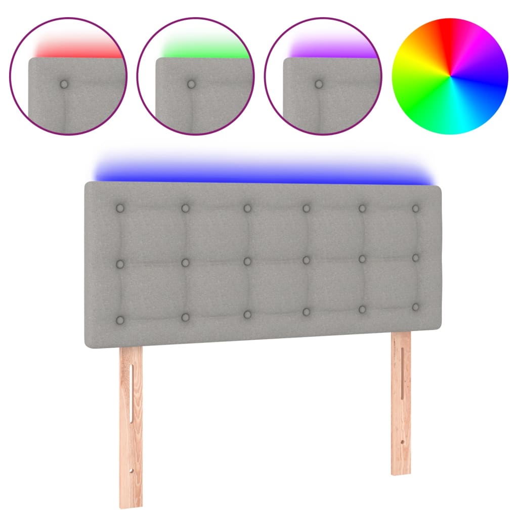 LED uzglavlje svjetlosivo 100x5x78/88 cm od tkanine