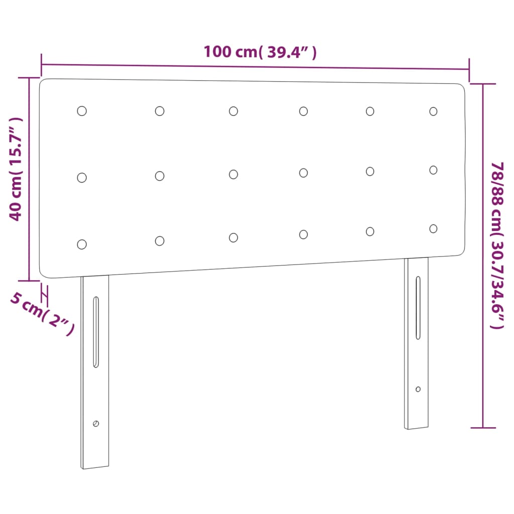 LED uzglavlje svjetlosivo 100x5x78/88 cm od tkanine