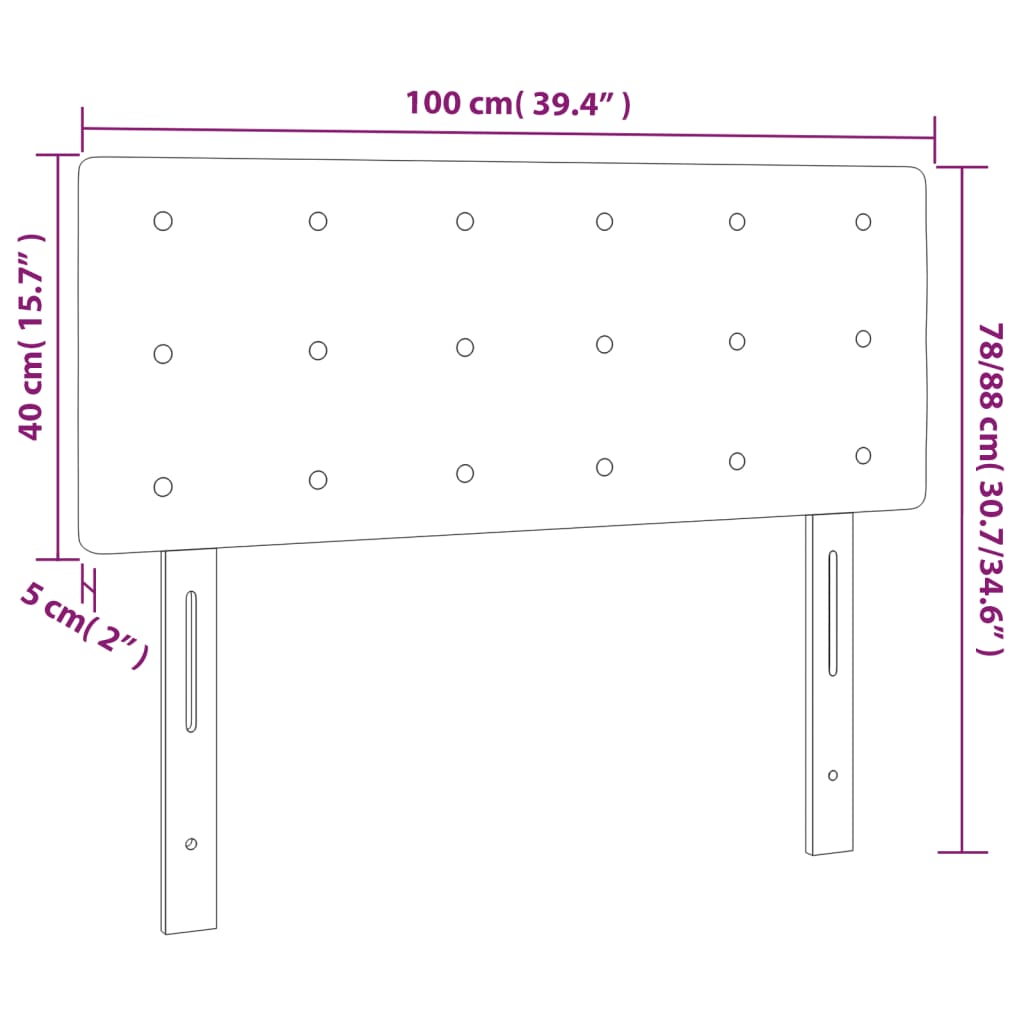 LED uzglavlje krem 100x5x78/88 cm od tkanine