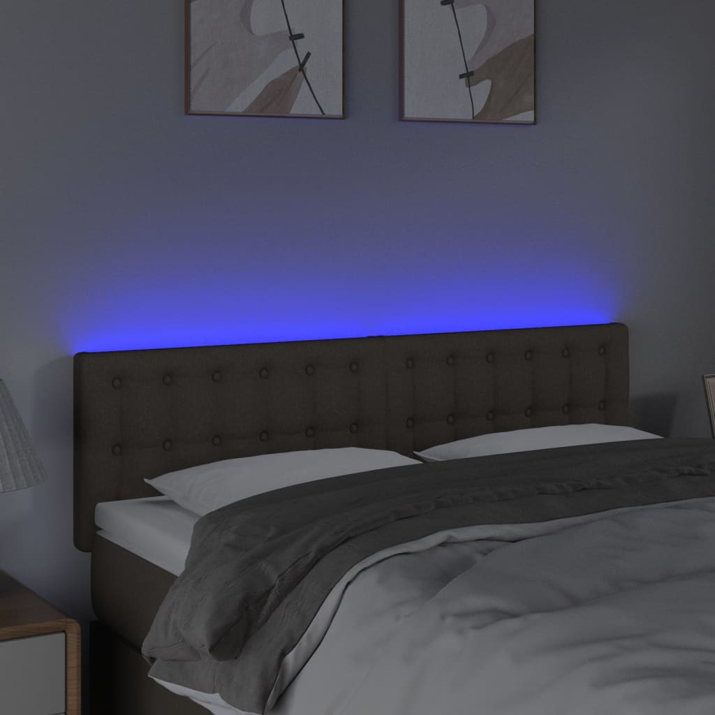 LED uzglavlje smeđesivo 144x5x78/88 cm od tkanine