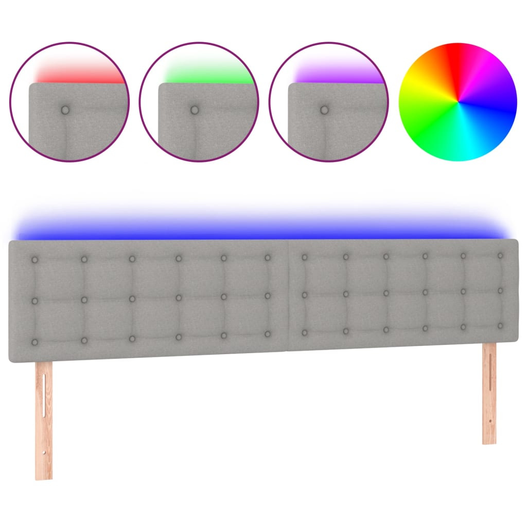 LED uzglavlje svjetlosivo 160x5x78/88 cm od tkanine
