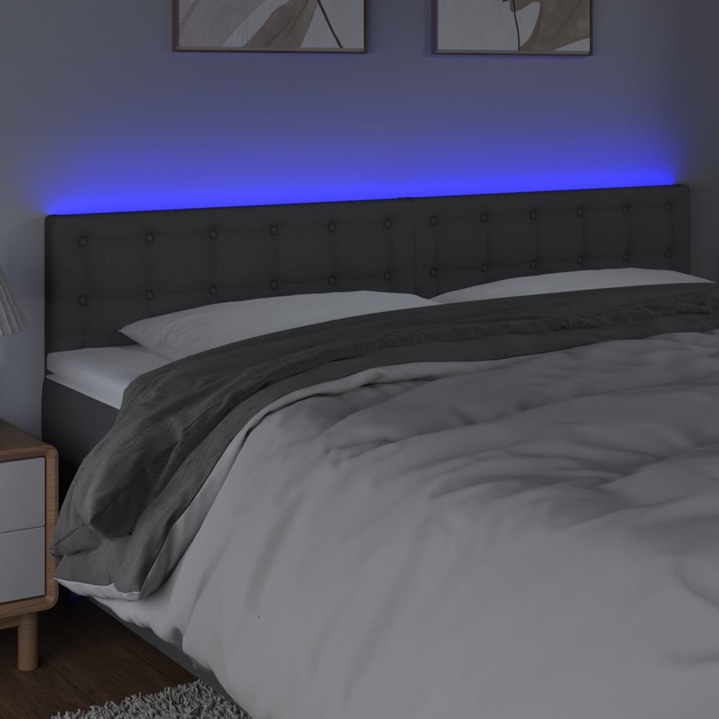 LED uzglavlje tamnosivo 160x5x78/88 cm od tkanine