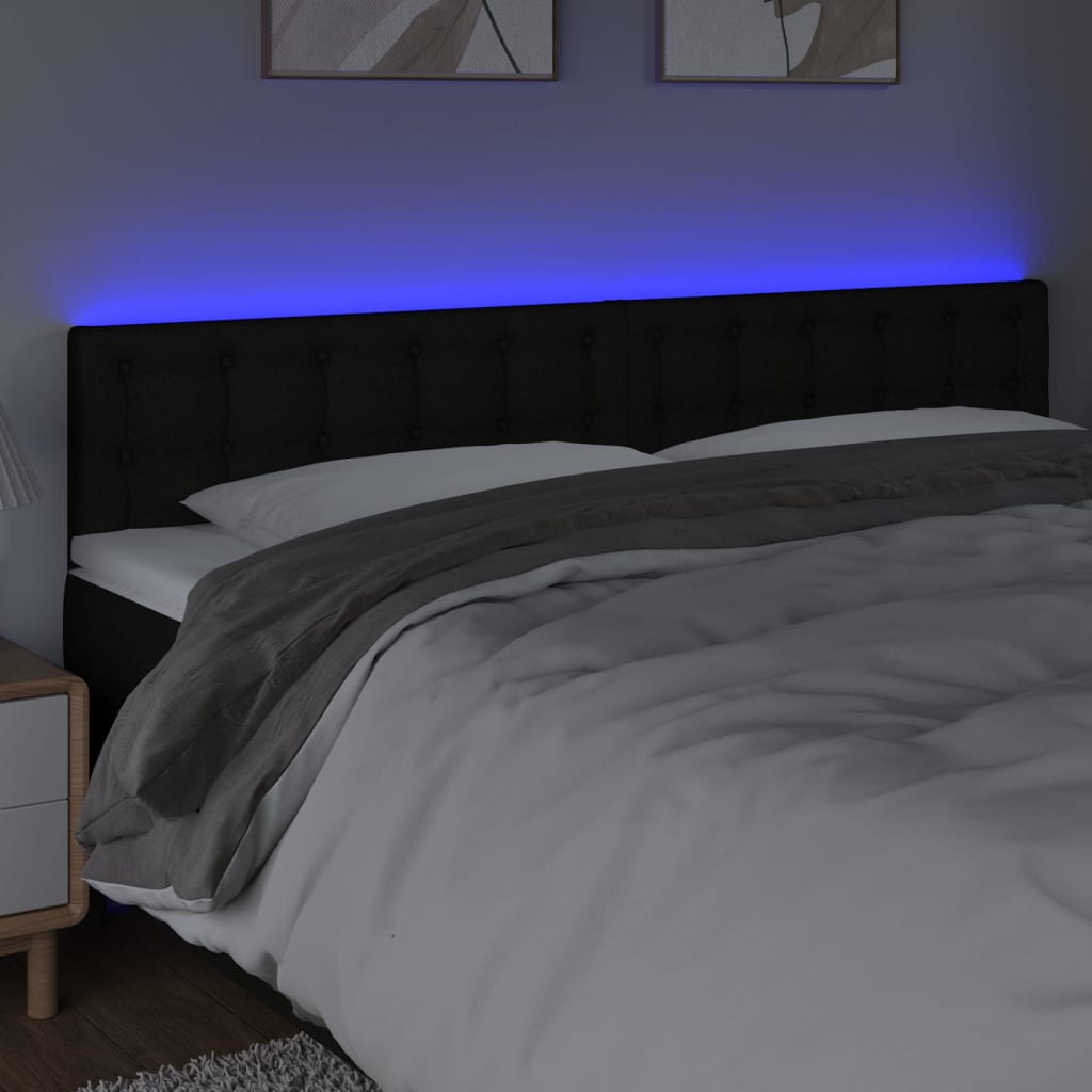 LED uzglavlje crno 180x5x78/88 cm od tkanine