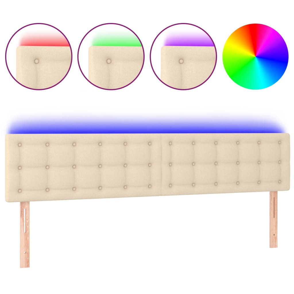LED uzglavlje krem 180x5x78/88 cm od tkanine