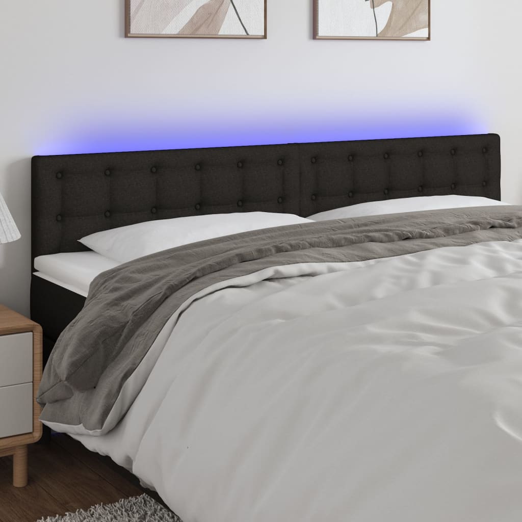 LED uzglavlje crno 200x5x78/88 cm od tkanine