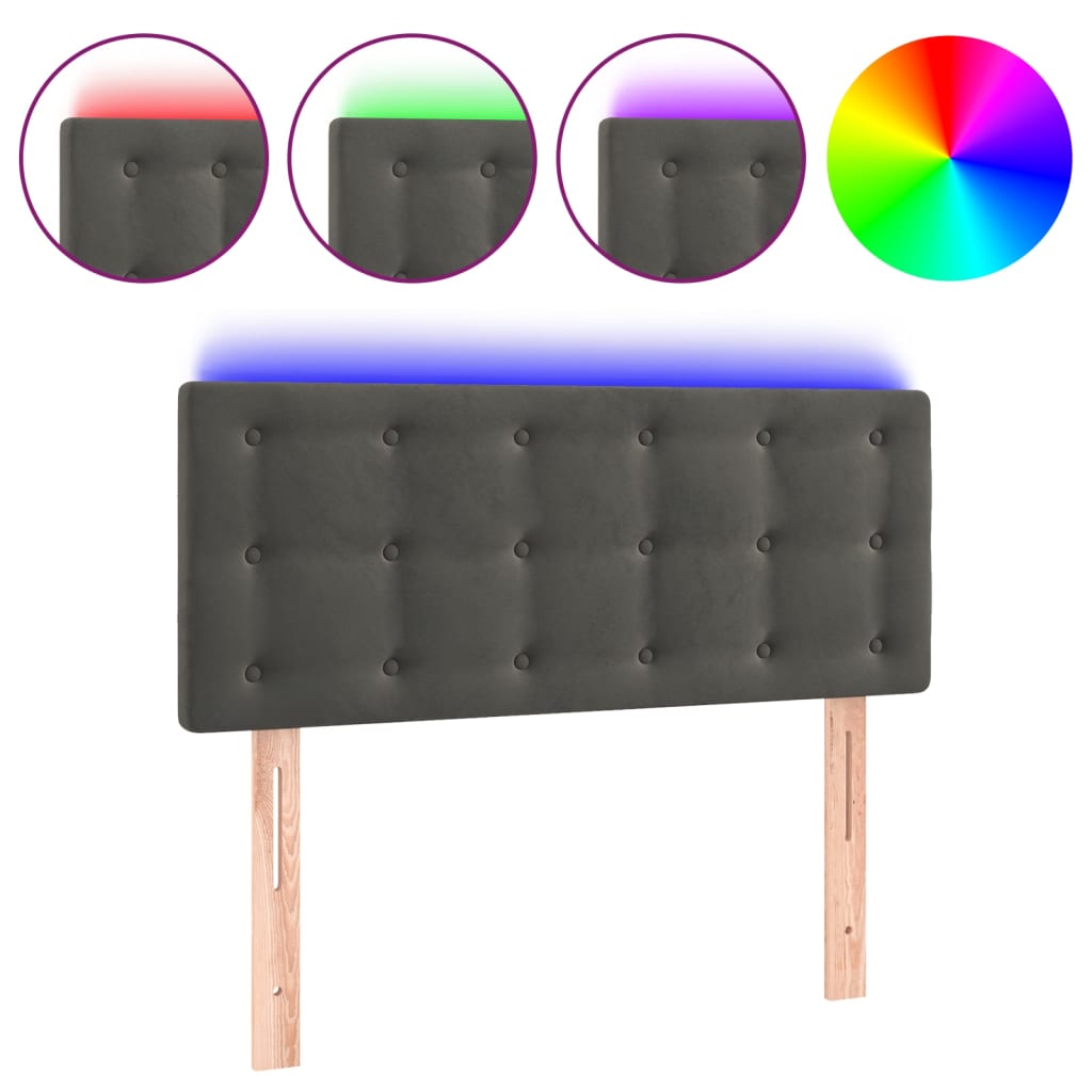 LED uzglavlje tamnosivo 80 x 5 x 78/88 cm baršunasto