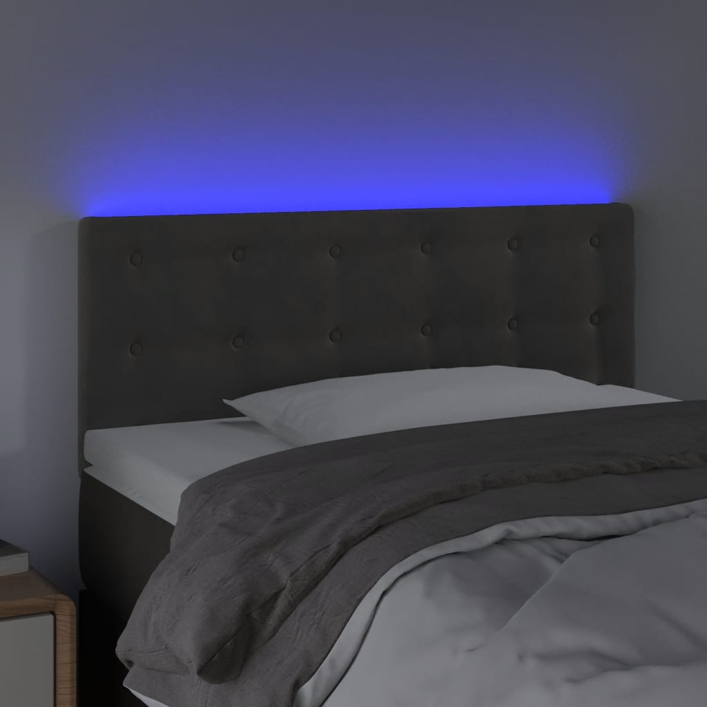 LED uzglavlje tamnosivo 100x5x78/88 cm baršunasto