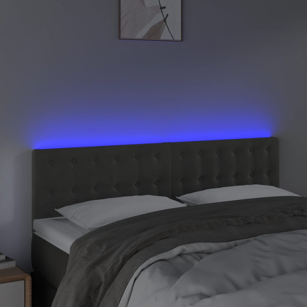 LED uzglavlje tamnosivo 144x5x78/88 cm baršunasto