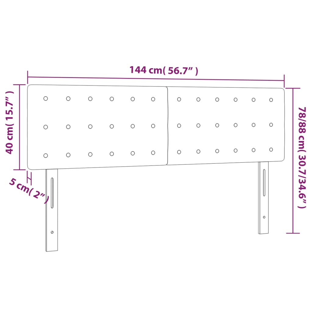 LED uzglavlje tamnosivo 144x5x78/88 cm baršunasto