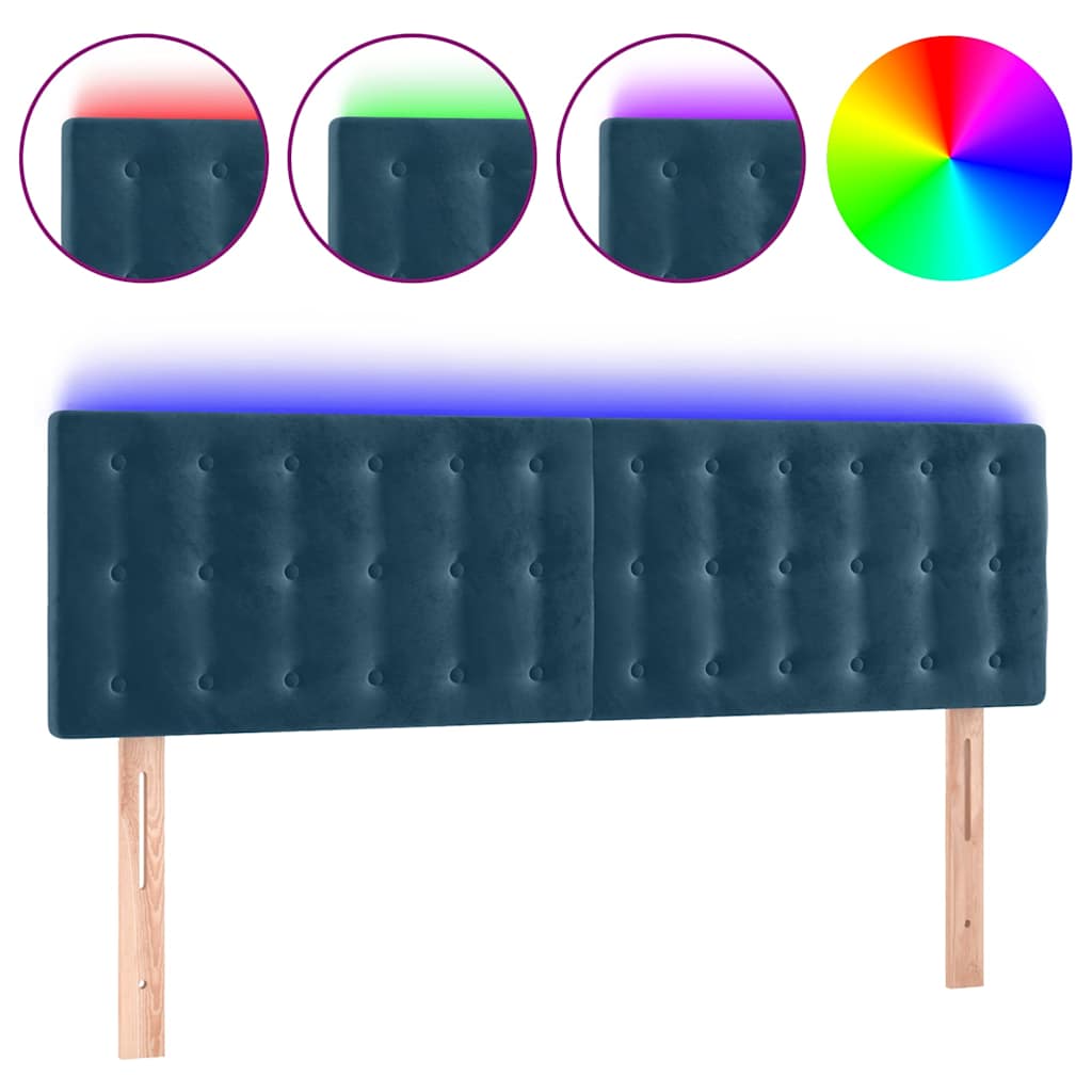 LED uzglavlje tamnoplavo 144x5x78/88 cm baršunasto