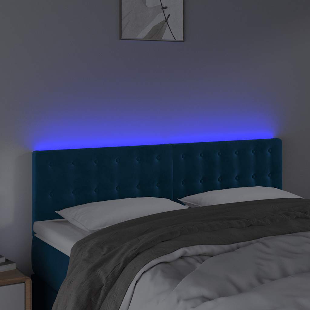 LED uzglavlje tamnoplavo 144x5x78/88 cm baršunasto