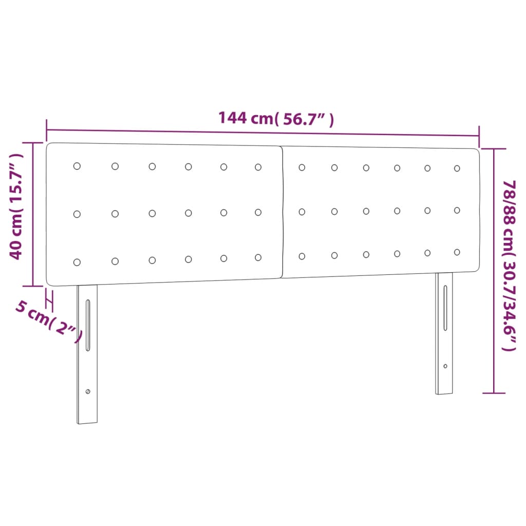 LED uzglavlje ružičasto 144x5x78/88 cm baršunasto
