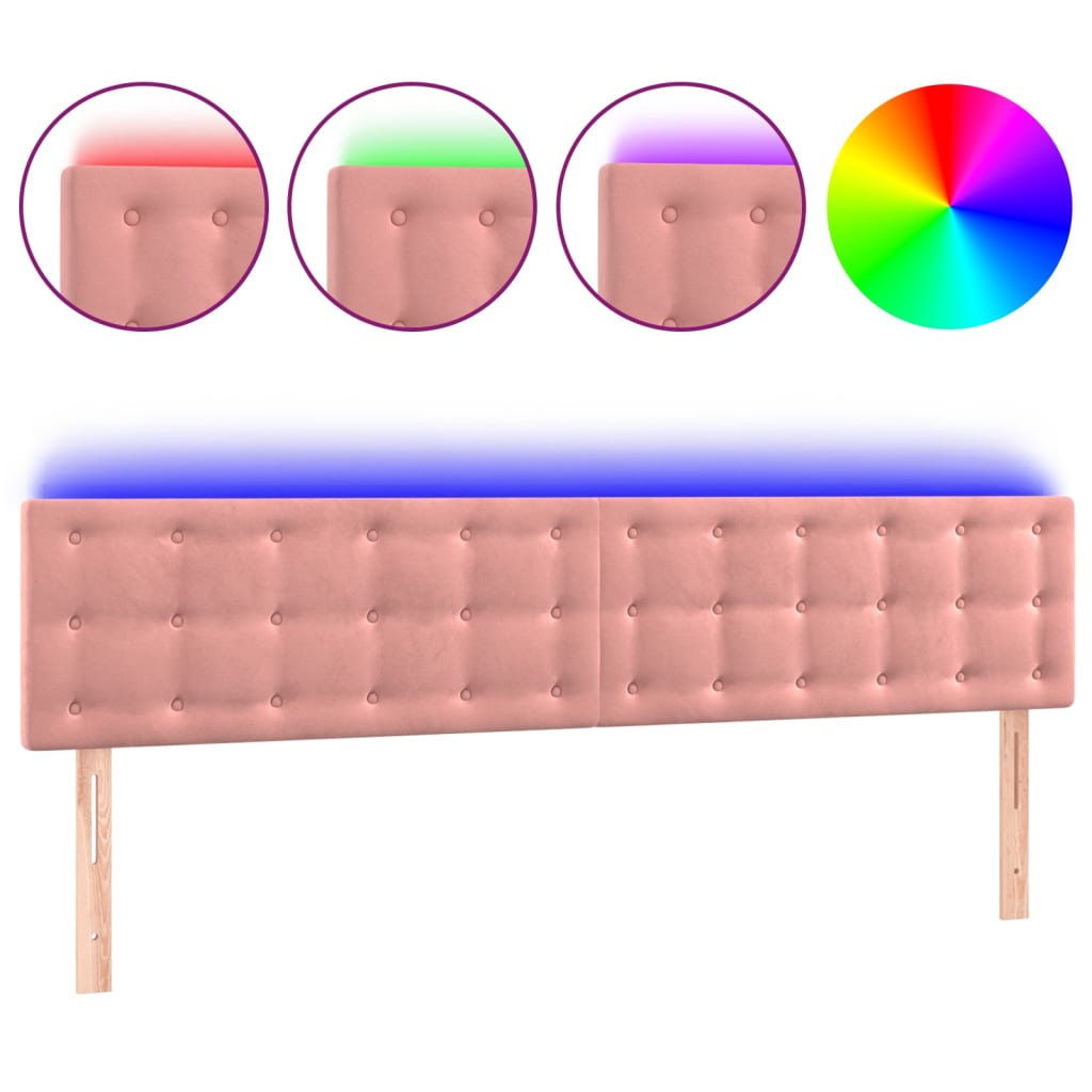LED uzglavlje ružičasto 160x5x78/88 cm baršunasto