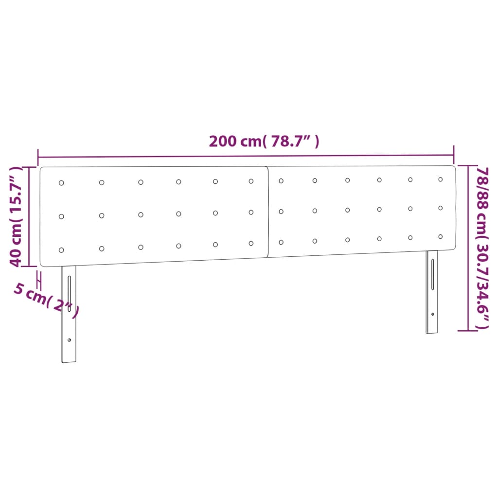LED uzglavlje crno 200x5x78/88 cm baršunasto
