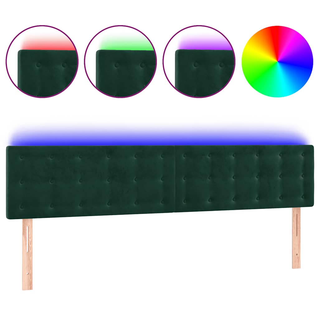 LED uzglavlje tamnozeleno 200x5x78/88 cm baršunasto