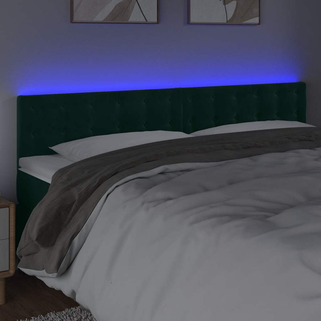 LED uzglavlje tamnozeleno 200x5x78/88 cm baršunasto