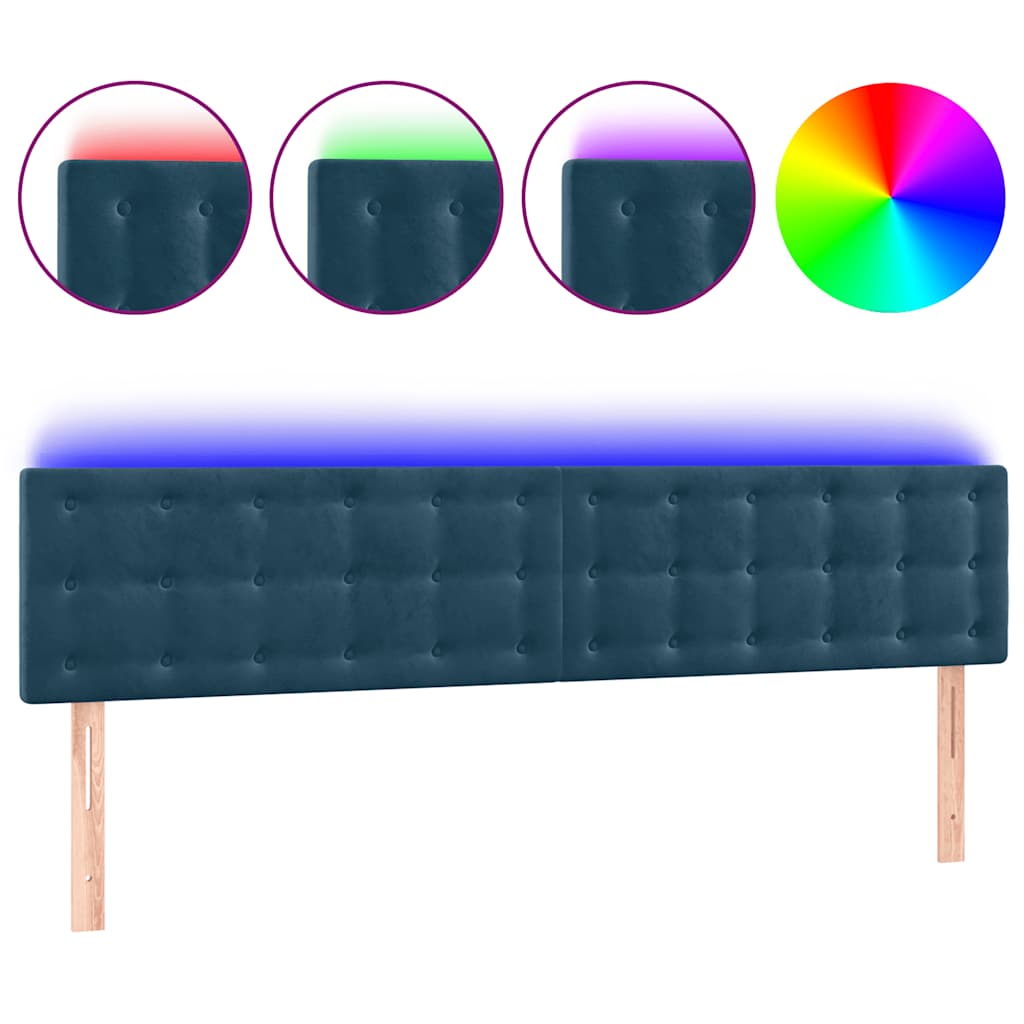 LED uzglavlje tamnoplavo 200x5x78/88 cm baršunasto