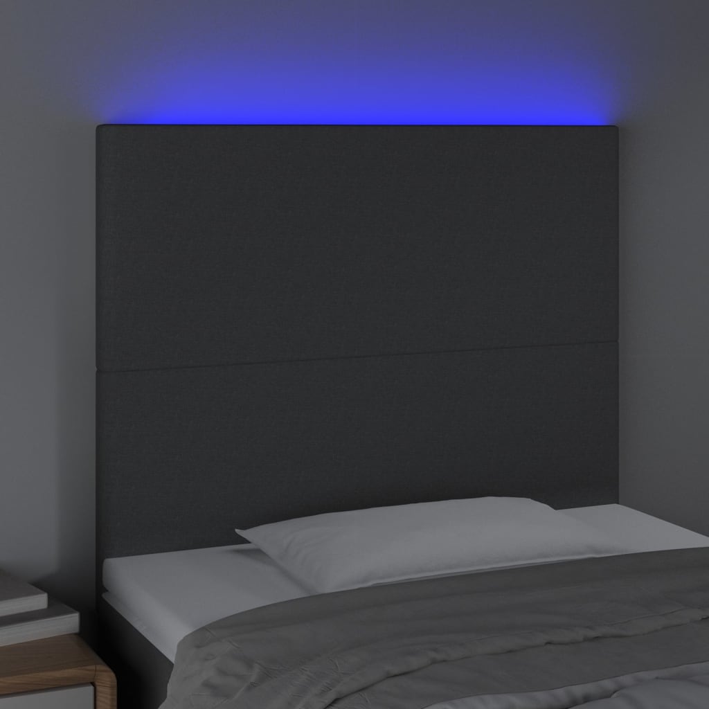 LED uzglavlje tamnosivo 90x5x118/128 cm od tkanine