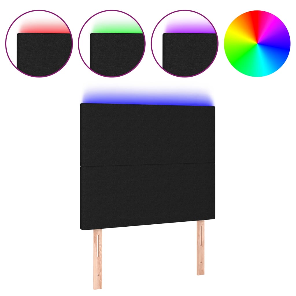 LED uzglavlje crno 90x5x118/128 cm od tkanine