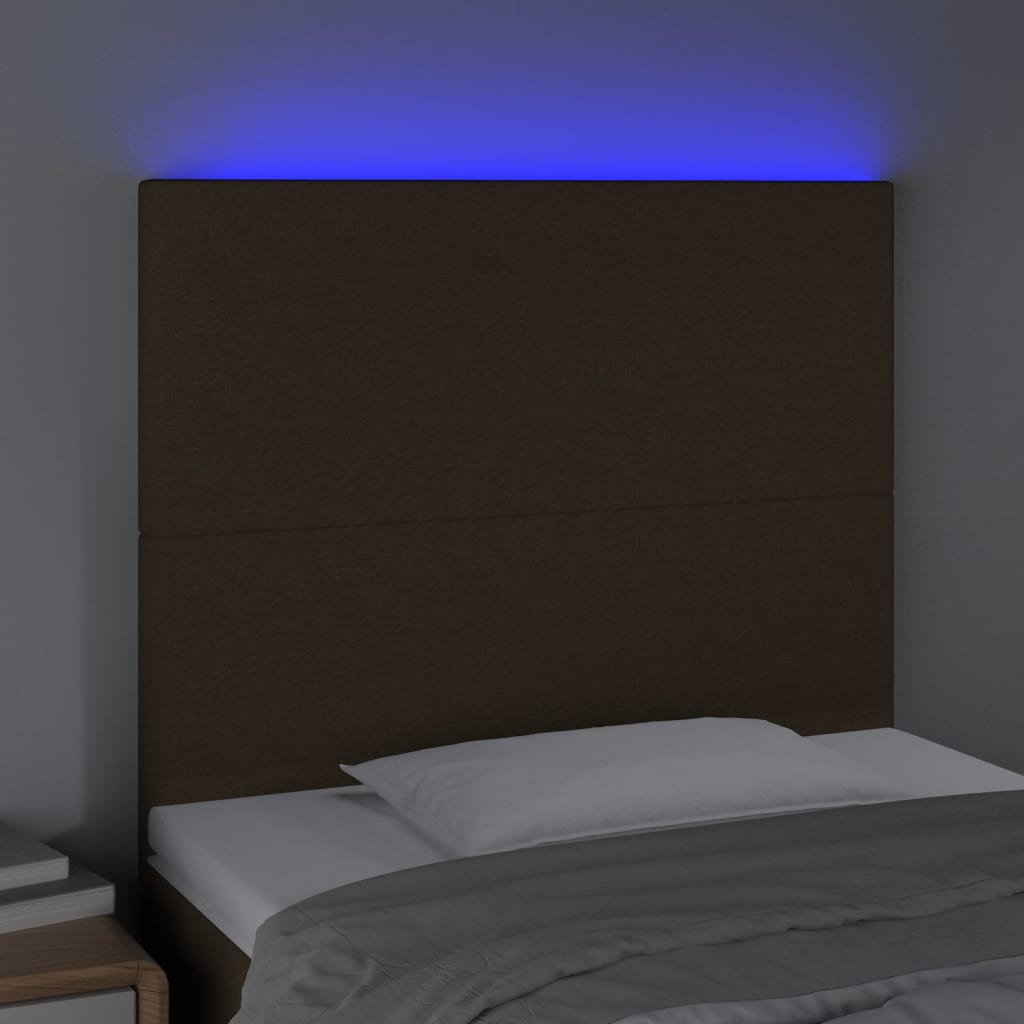 LED uzglavlje tamnosmeđe 90x5x118/128 cm od tkanine