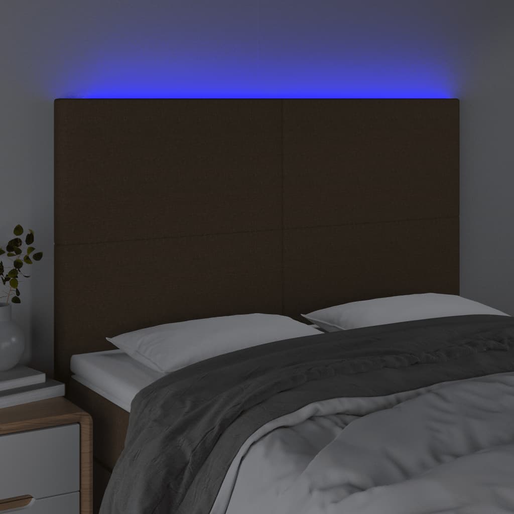 LED uzglavlje tamnosmeđe 144x5x118/128 cm od tkanine