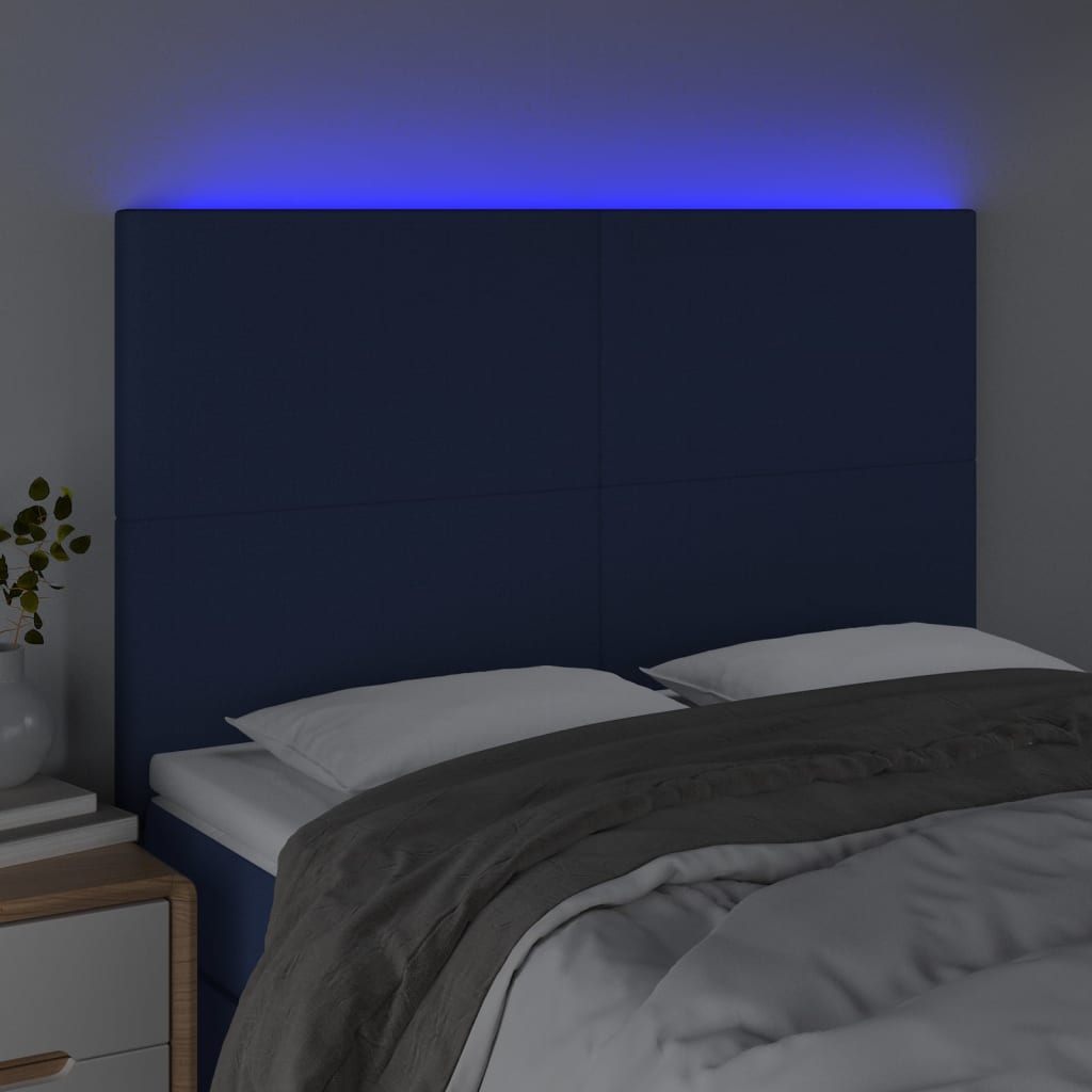LED uzglavlje plavo 144x5x118/128 cm od tkanine