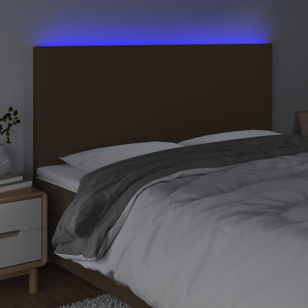 LED uzglavlje tamnosmeđe 160x5x118/128 cm od tkanine
