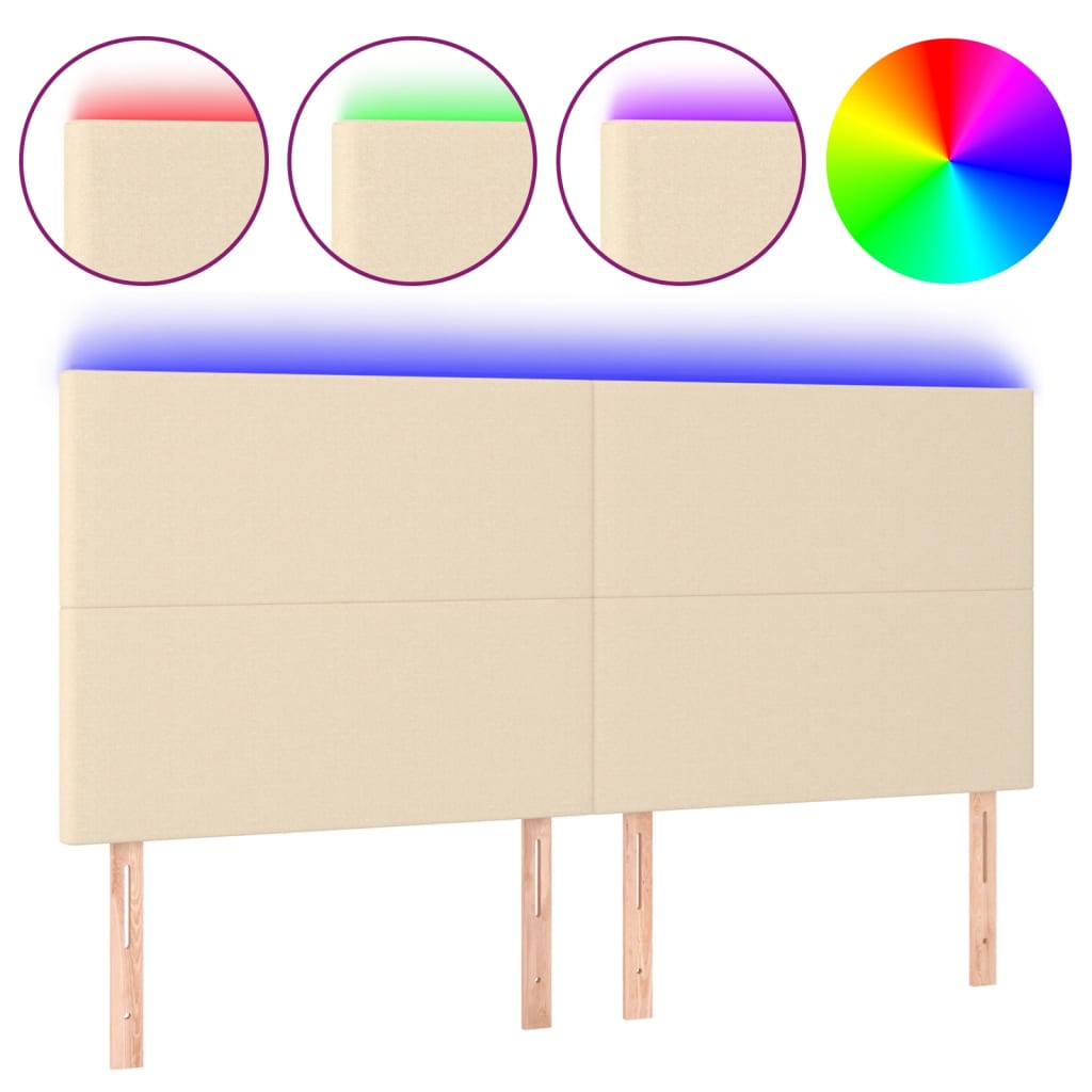 LED uzglavlje krem 160x5x118/128 cm od tkanine