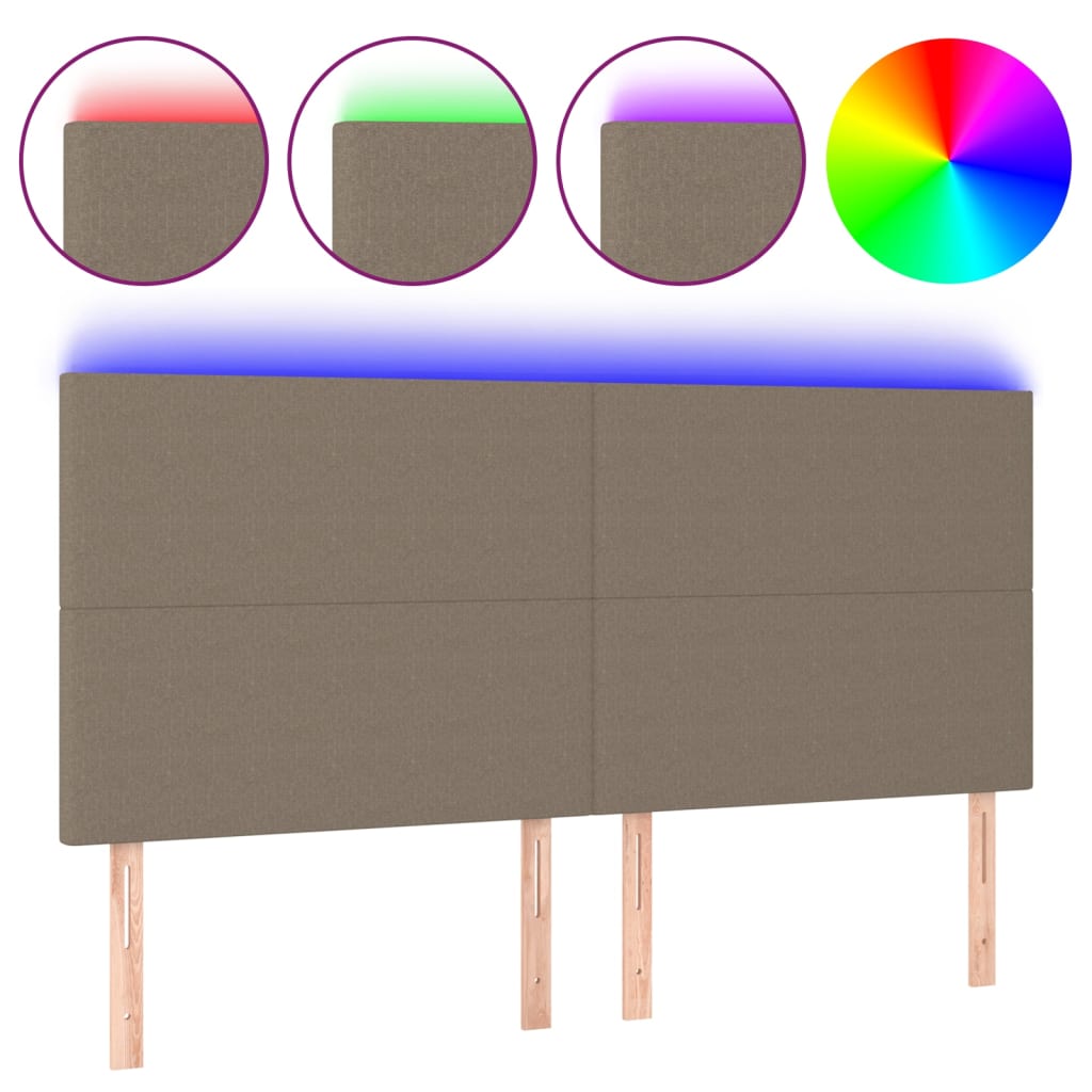 LED uzglavlje smeđesivo 180x5x118/128 cm od tkanine