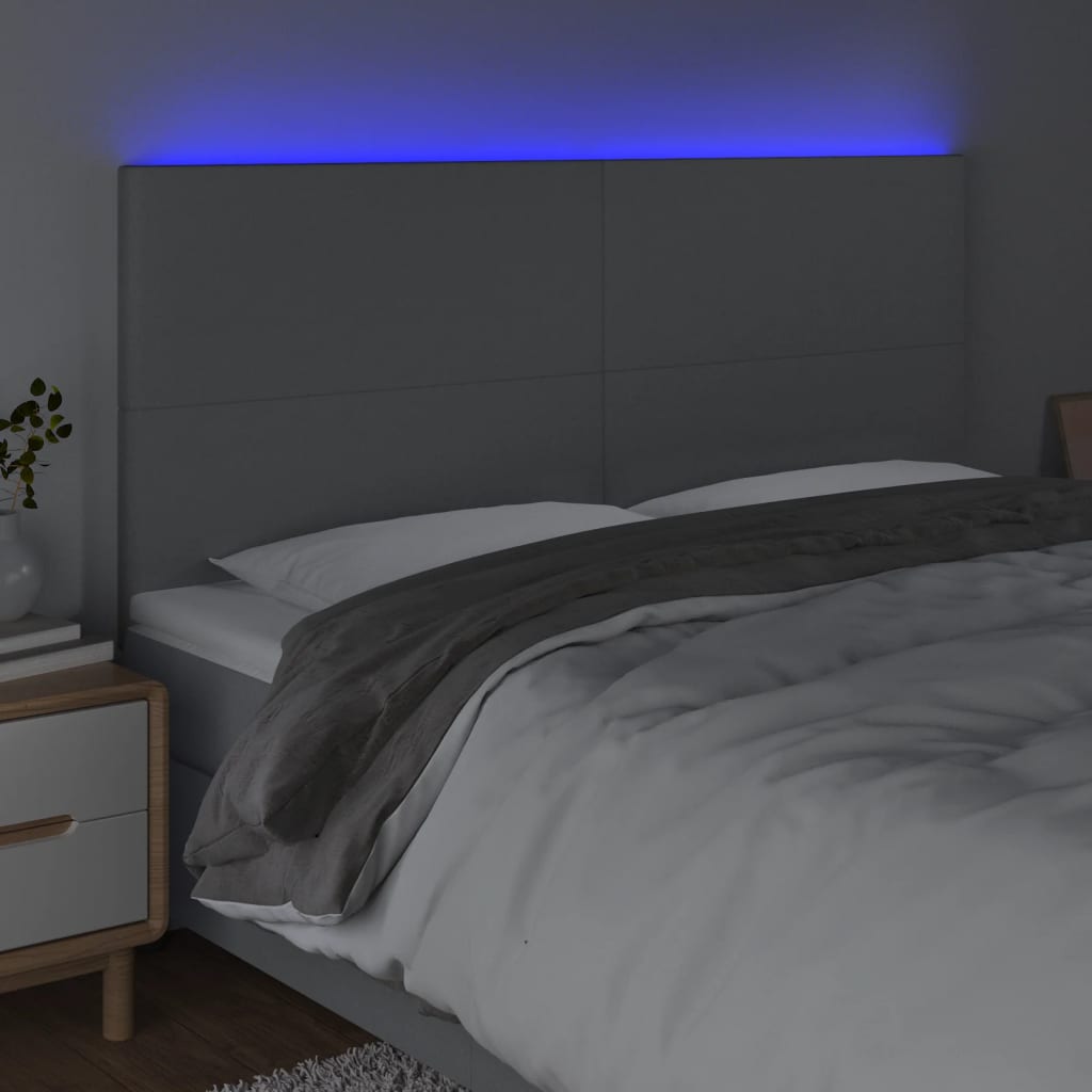 LED uzglavlje svjetlosivo 200x5x118/128 cm od tkanine