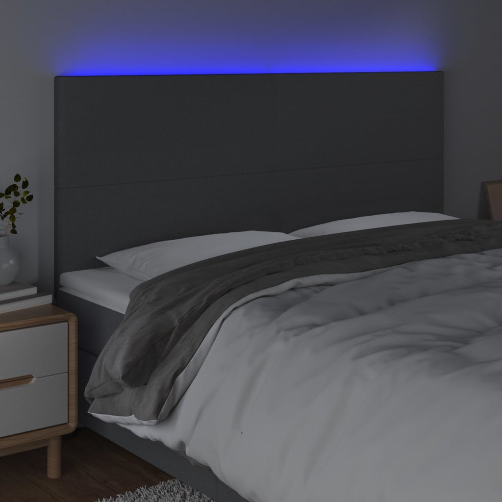 LED uzglavlje tamnosivo 200x5x118/128 cm od tkanine