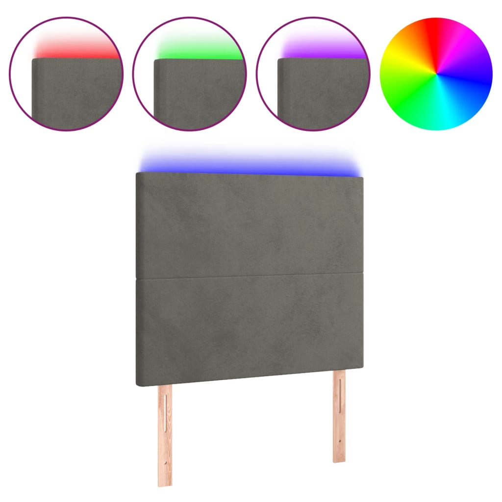 LED uzglavlje tamnosivo 80x5x118/128 cm baršunasto