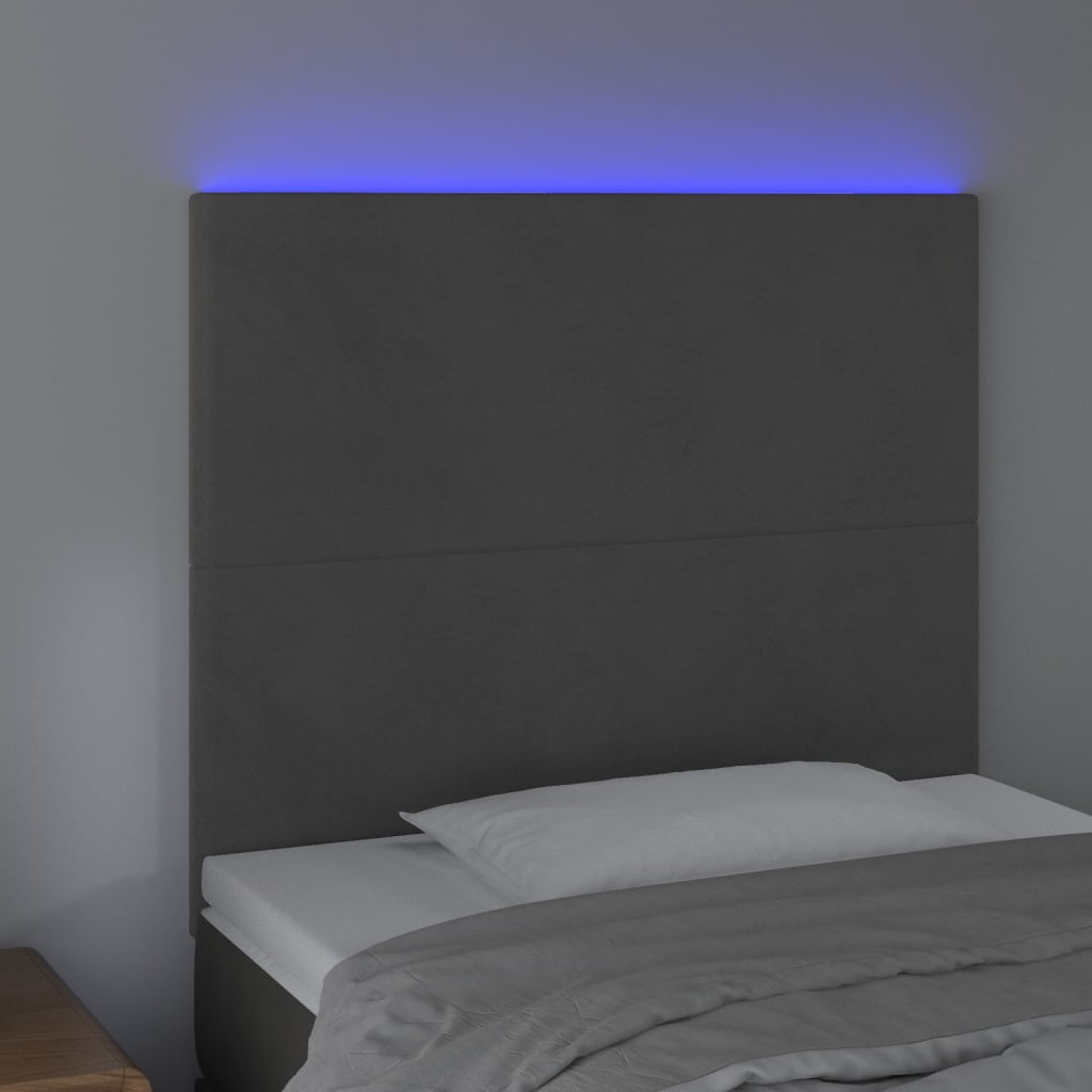 LED uzglavlje tamnosivo 80x5x118/128 cm baršunasto