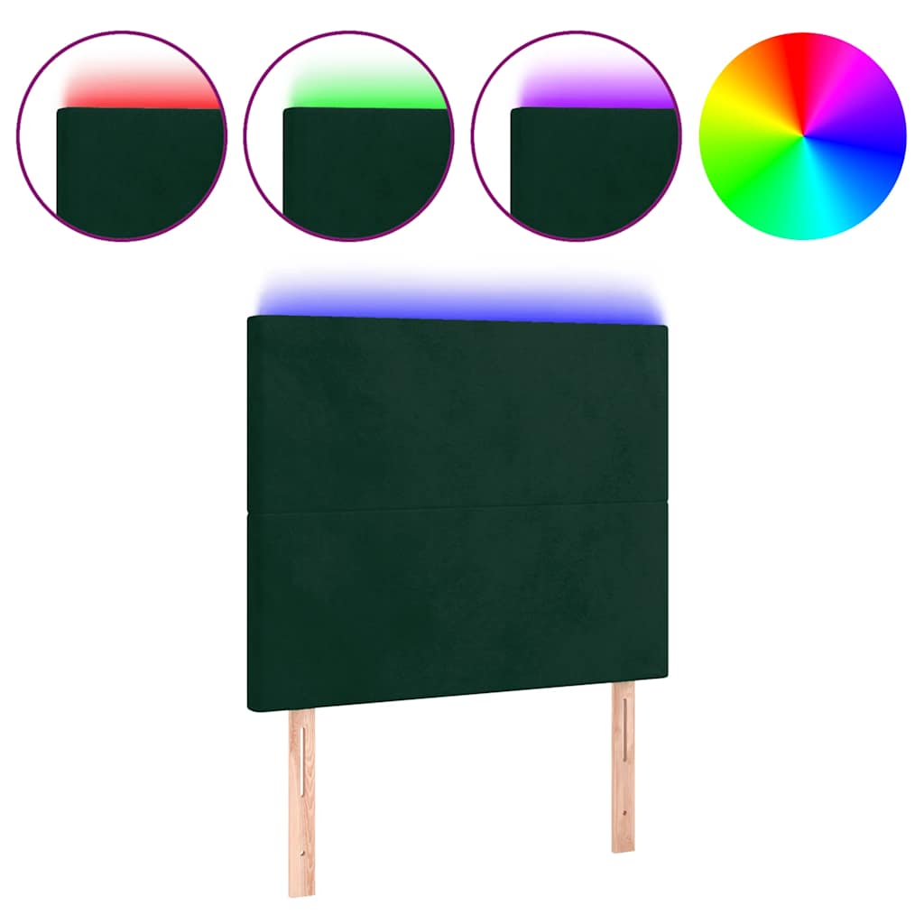 LED uzglavlje tamnozeleno 80x5x118/128 cm baršunasto