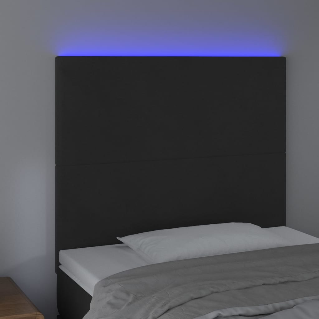 LED uzglavlje crno 90x5x118/128 cm baršunasto