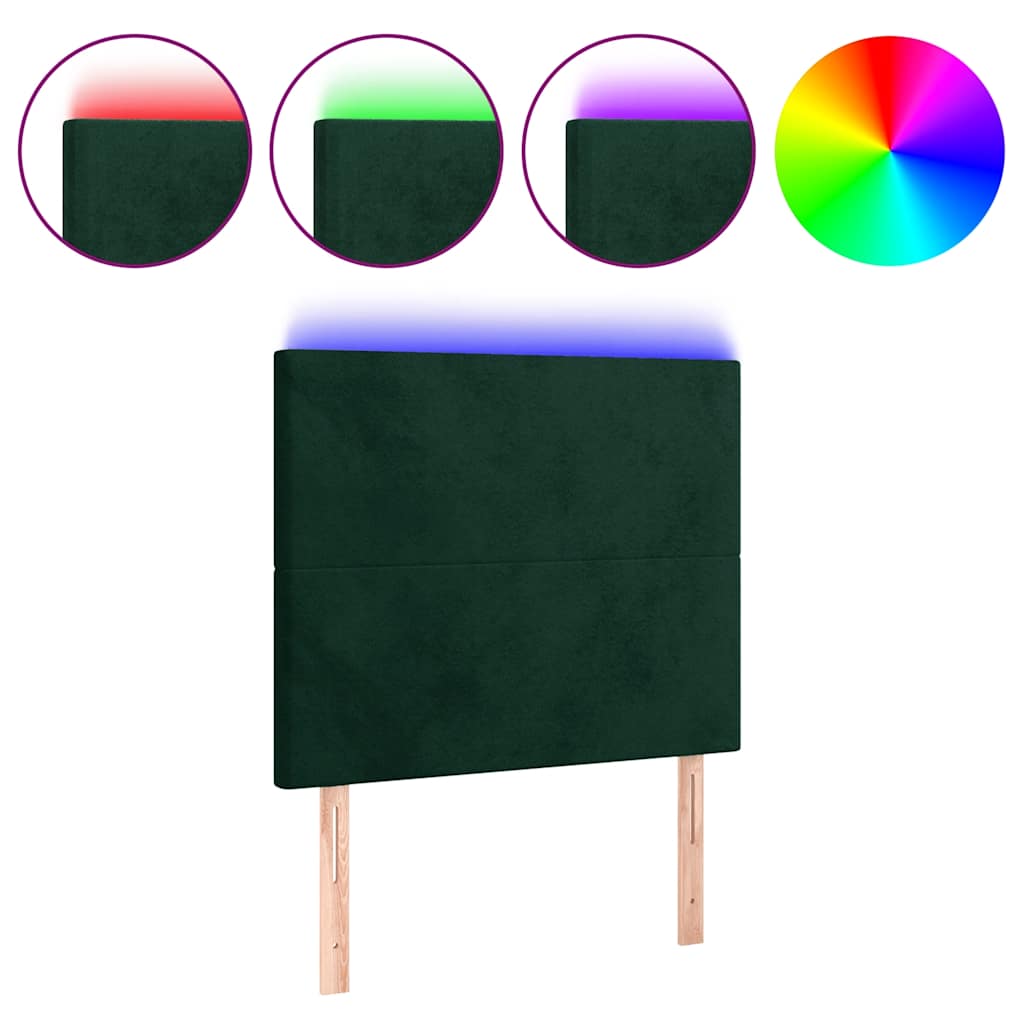 LED uzglavlje tamnozeleno 90x5x118/128 cm baršunasto
