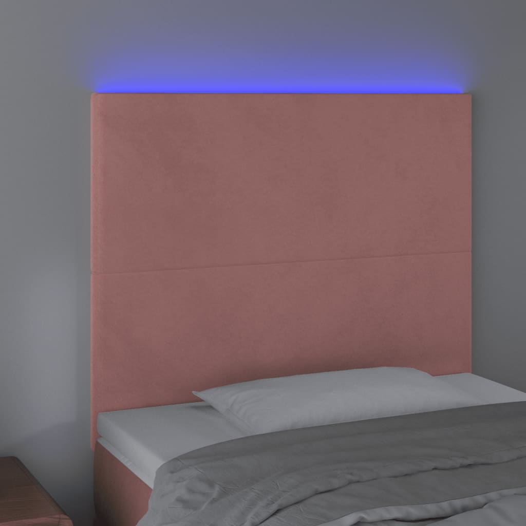 LED uzglavlje ružičasto 90x5x118/128 cm baršunasto