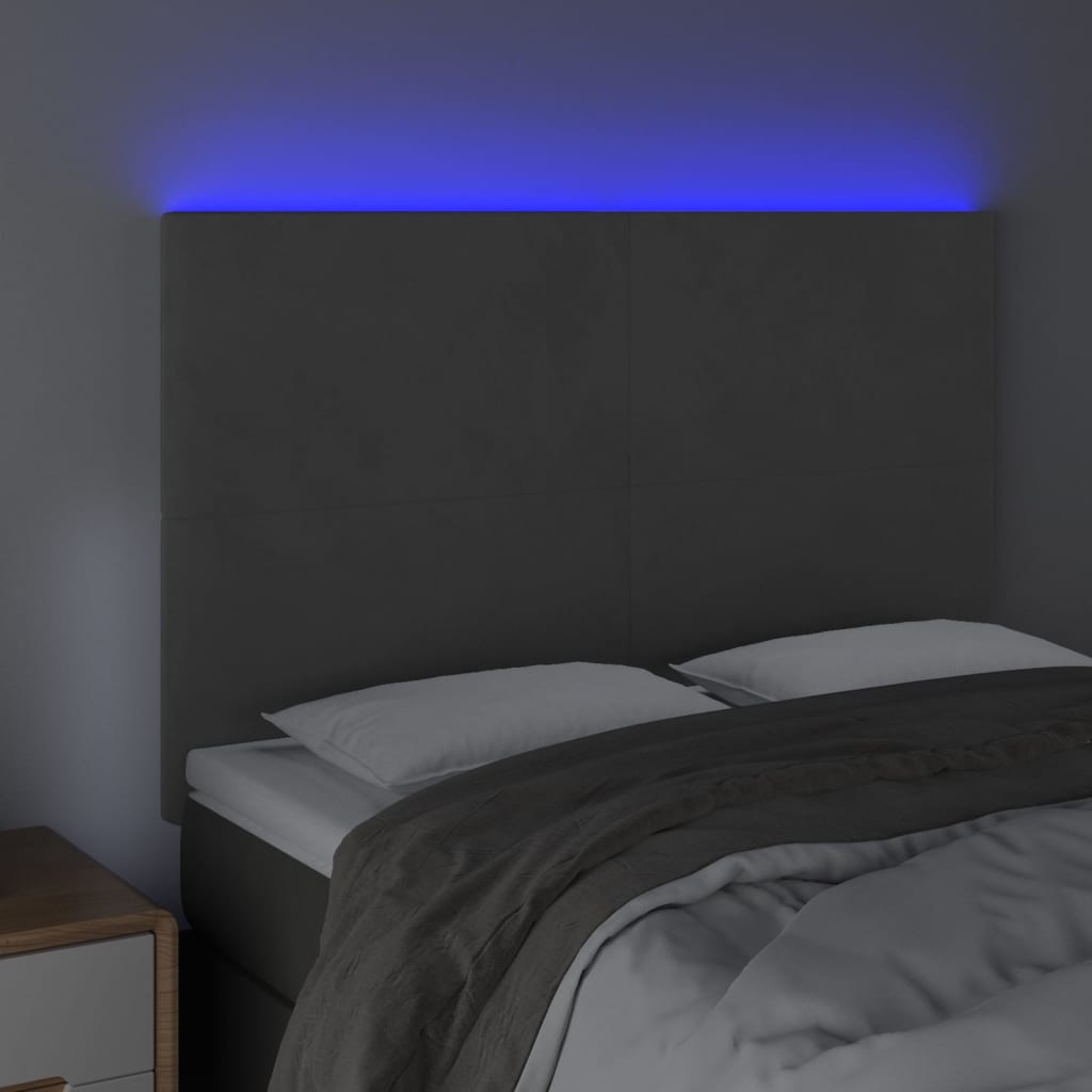 LED uzglavlje tamnosivo 144x5x118/128 cm baršunasto