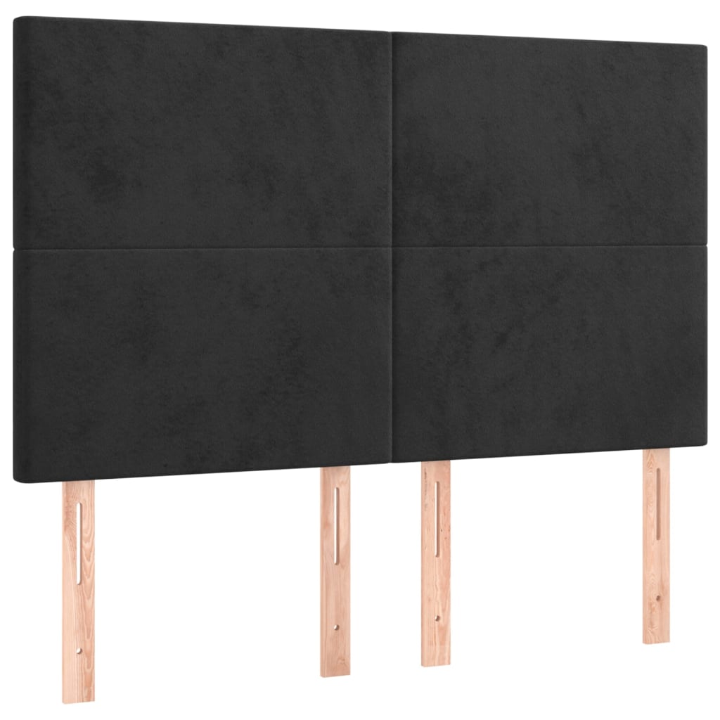 LED uzglavlje crno 144x5x118/128 cm baršunasto