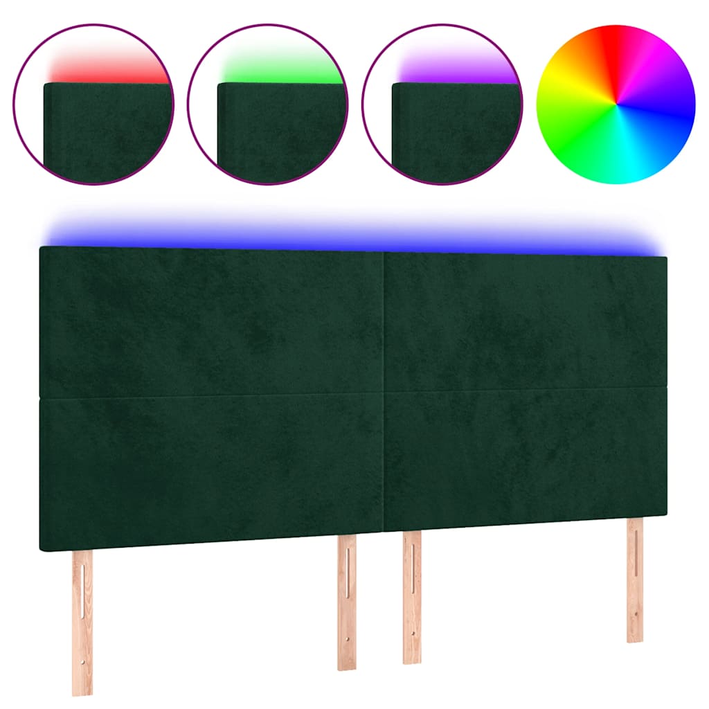 LED uzglavlje tamnozeleno 160x5x118/128 cm baršunasto