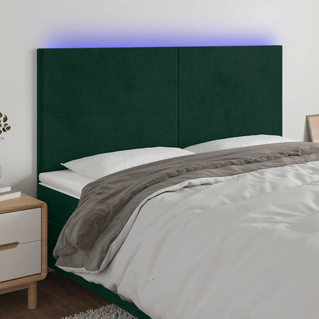 LED uzglavlje tamnozeleno 160x5x118/128 cm baršunasto