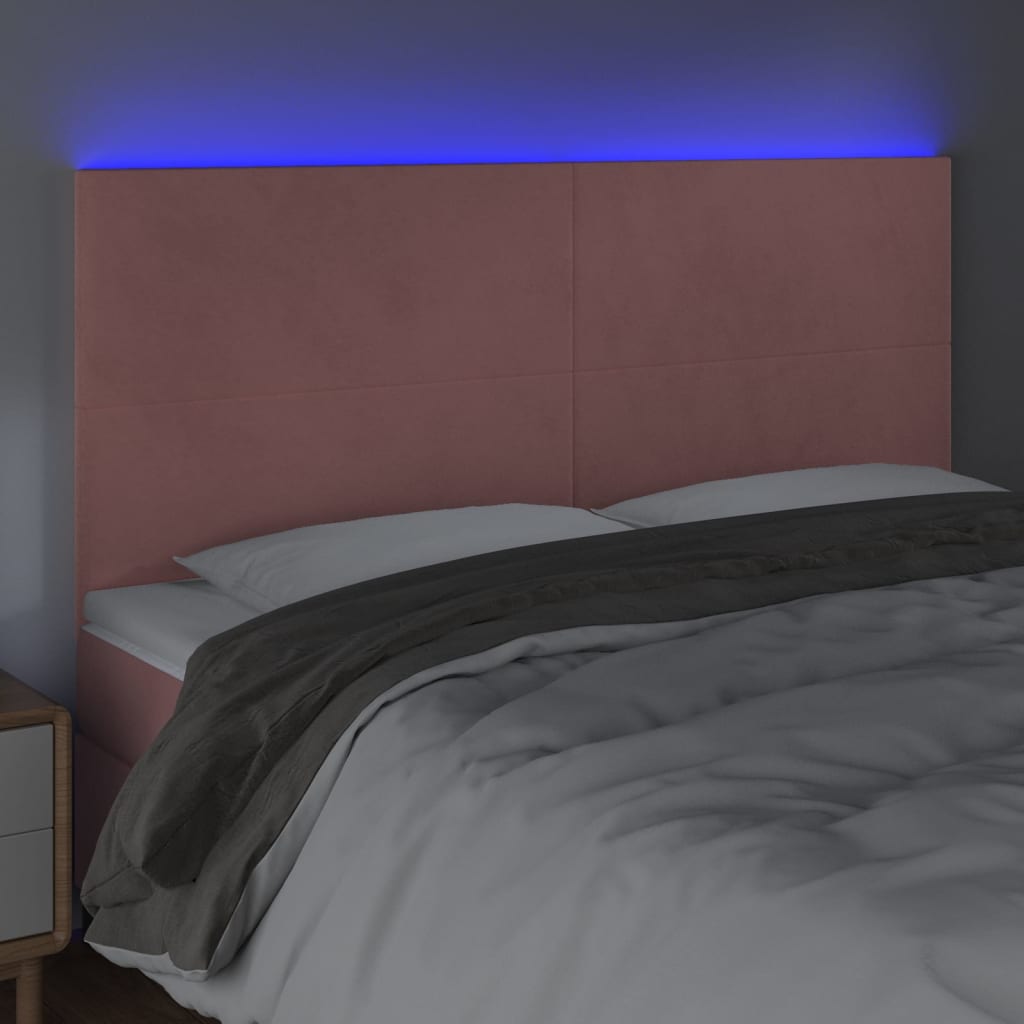 LED uzglavlje ružičasto 160x5x118/128 cm baršunasto