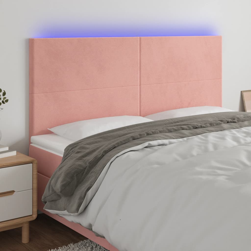 LED uzglavlje ružičasto 160x5x118/128 cm baršunasto