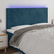 LED uzglavlje tamnoplavo 180x5x118/128 cm baršunasto