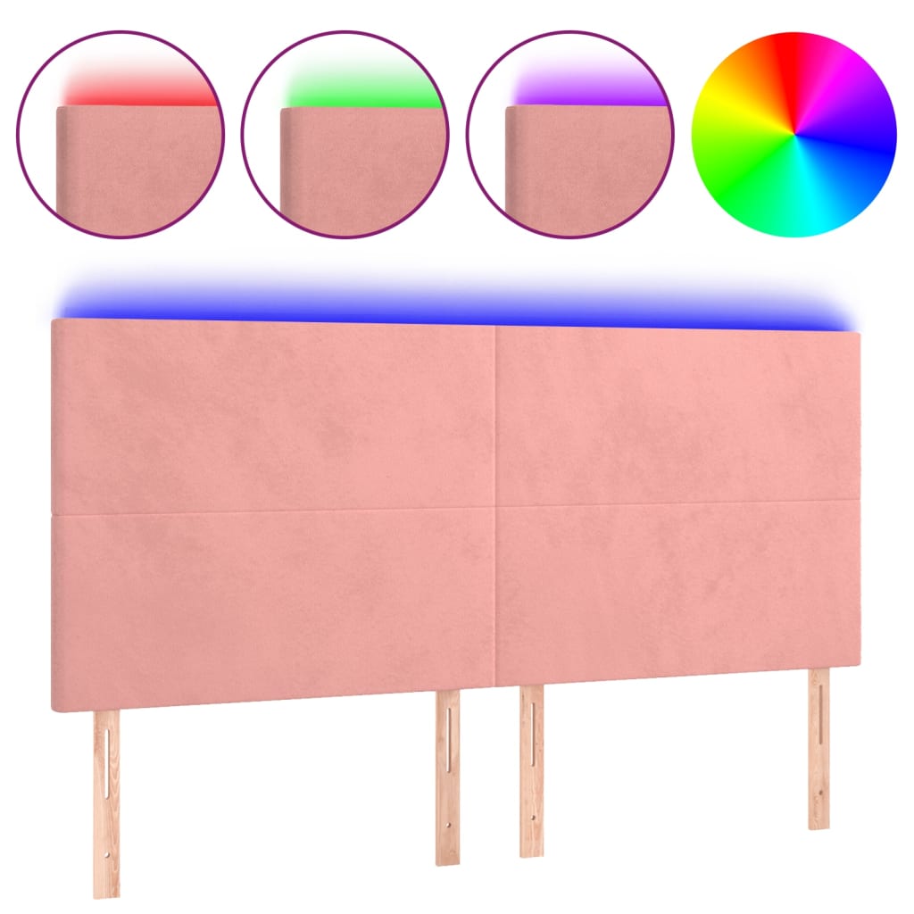 LED uzglavlje ružičasto 200x5x118/128 cm baršunasto