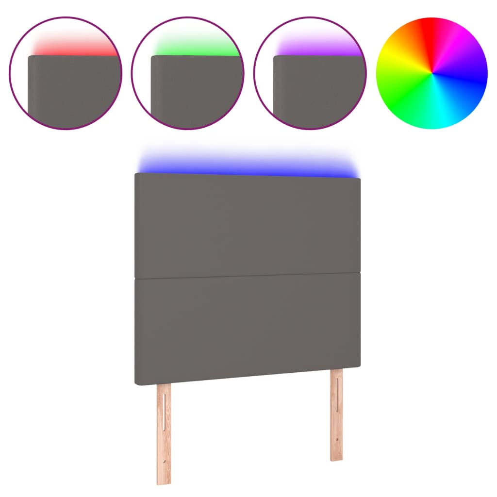 LED uzglavlje sivo 80x5x118/128 cm od umjetne kože