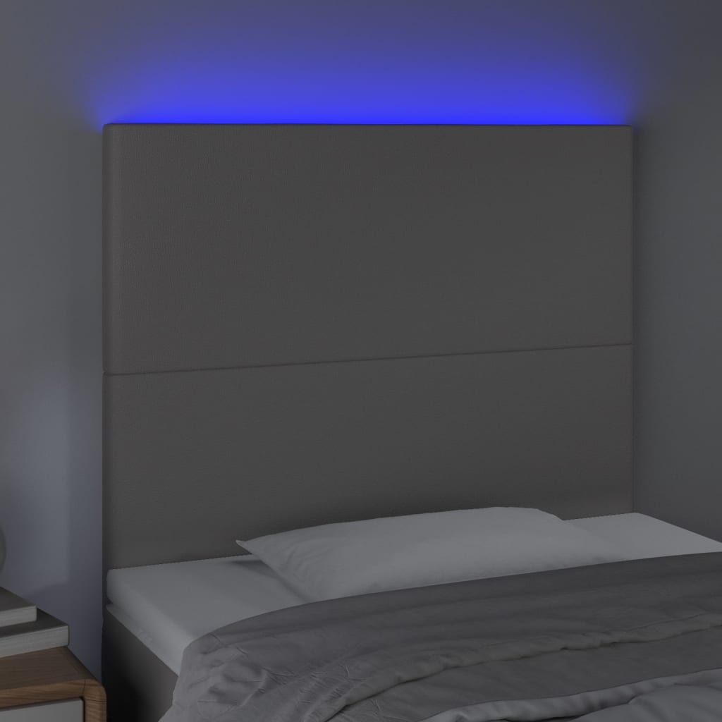 LED uzglavlje sivo 80x5x118/128 cm od umjetne kože